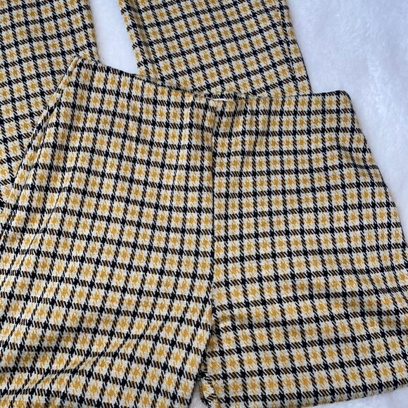 Urban Outfitters Bryn Flare Fall Plaid Black High Waist Stretch Knit Pants Curvy - Picture 4 of 6